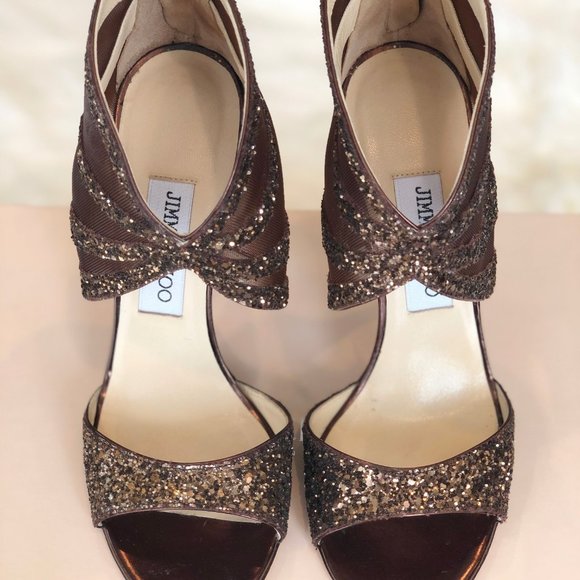 Jimmy Choo Leila Glitter Metallic mix size 37 37.5 - Picture 5 of 11